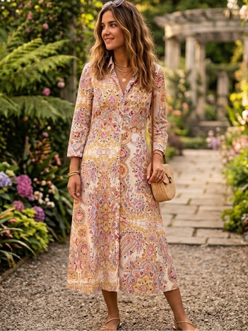 Zara Cotton Button Down Floral Maxi Shirtdress Small